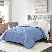 Homelike Moment Lightweight Twin Comforter - Blue Down Alternative Comforters Twin Size Bed, All Season Duvet Insert Quilted Reversible Bedding Comforter Soft Cozy Twin Size Blue/White