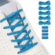 Elastic No Tie Shoelaces Replacement 5Pcs with 4 Metal Buckles, Light Blue