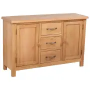 Solid Oak Wood Sideboard with 3 Drawers Cupboard Storage Hall Table vidaXL