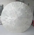 White Round Shape Resin Corner Table Top for Balcony Selenite Stone Coffee Table