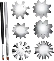 Vaguelly 8pcs DIY Nail Making Template Kit Durable Manicure Stencils with Brush for Precision Nail Art at Home Salon