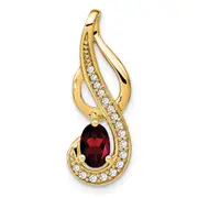 14K Yellow Gold Garnet and Real Diamond Swirl Pendant