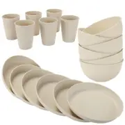18pcs Dinnerware Dishes Wheat Straw Sets Unbreakable Reusable For 6 Microwave