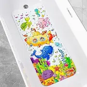 Baby Bath Mat with Suction Cup Drain Holes, 40x16 in Kids Bathtub Mat, Anti Slip Toddler Shower Mat Machine Washable Bath Tub Shower Mat
