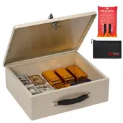 Fireproof Document Box with Key Lock & Fireproof Money Bag & Fire Blankets,Fi...