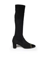 Black Suede Gold Chain Boots