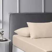 Accessorize Bedroom Collection Single Beige Stone Washed Cotton Fitted Sheet Set