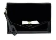 $59 NWT Ted Baker Cersei Bow Clutch, Black Patent With Wrist Strap- JW297