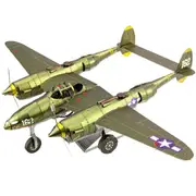 Metal Earth Iconx Model Building Kit - Lockheed P-38 Lightning Plane 1:79 Scale