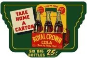 RC Royal Crown Cola Six Bottles for a Quarter DIECUT NEW Sign 40" Wide USA STEEL