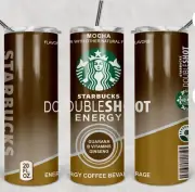 COFFEE THEMED DOUBLESHOT MOCHA THEME 20oz Skinny Insulated Tumbler Lid Straw