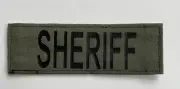 SHERIFF Patch Tactical Green Cordura Black Lettering Hook Back 6X2 Inch