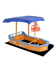 [Keezi] Boat-Shaped Canopy Sand Pit