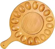 Wooden Egg Plate for Deviled Eggs 16 Hole Round Egg Holder Serving Platter for Easter Christmas Parties Easy Clean Deviled Egg Tray Cutting Board Cheese Board Kitchen Countertop (16 Hole)