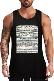 [NQHJT] Men Tank Tops Boho Triangle Stripes Sleeveless T Shirts for Men's Fitness Quick Dry Gym Tank Top for Men