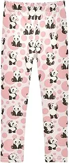 [Joisal] Cute Pandas Pink Leggings for Girls, Flexible for Teen Girl Leggings, 4-10T