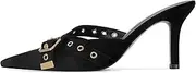 [Dsevht] Black Kitten Heels for Women Pointed Closed Toe Dressy Bow Heel Vintage Heeled Mules Sexy Pointy Studded Slip on Stiletto Pump Shoes