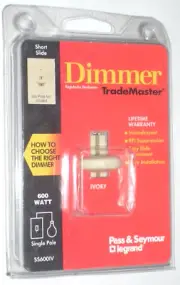 Pass & Seymour Short Slide Dimmer Light Switch Ivory 600W Incandescent - S5600IV