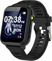 Kids Smart Watches for Boys Girls 24 Puzzle Games HD Touch Screen Camera Music Player Pedometer Alarm Clock Calculator Flashlight Electronic Educational Toys Gifts for Kids 4-12 Years Old Toys(Black)