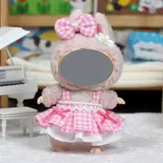 Labubu Baby Clothes 17cm Labubu Cloth Clothes Heartbeat Macaron Vinyl Face Doll Baby Clothes Replacement——style:Two piece rural dress set (pink grid)
