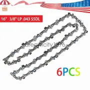 6 Pack for Stihl MS170 MS180 Replacement 16" Chainsaw Chain 3/8" LP .043 55DL