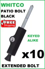 10 x BLACK WHITCO PATIO BOLT LOCKABLE SLIDING DOOR ENTENDED BOLT W2207517C4