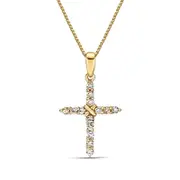 0.2 CT. T.W. Natural Diamond Cross Pendant in 10K Yellow Gold