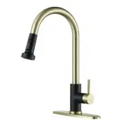 Single Handle Deck Mount Gooseneck Pull Down Sprayer Kitchen Faucet in Matte and