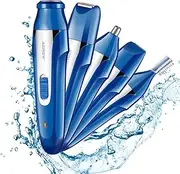 Nose Hair Trimmer - 5 in 1 USB Rechargeable Men's Trimmer Personal Waterproof Electric Shaver Razor/Sideburns/Eyebrow/Body Hair Shaiver/Nose Ear Hair Trimmer for Men Facial Grooming Kit (BLUE)