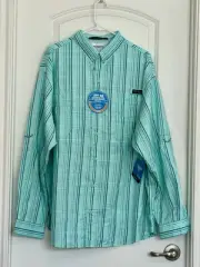 Columbia PFG Miami Blue Long Sleeve Buttoned Up Mens Shirt