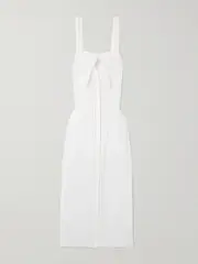 [Loretta Caponi] Loretta Caponi - Cassiopea Bow-detailed Broderie Anglaise And Cotton-poplin Maxi Dress - White - large large White