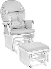 Suite Bebe Madison Glider Rocker and Ottoman, White and Light Grey