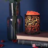 在飛比找momo購物網優惠-【鹽夢工場】創意造型鹽燈｜玫瑰雕花桌燈(黑)