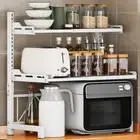 Expandable Microwave Rack, Carbon Steel 3-Tier Countertop Shelf