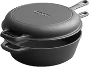 EDGING CASTING Pre-Seasoned Dutch Oven Cast Iron Skillet Pan Set, Cast Iron Dutch Oven Pot with Skillet Lid Cookware Set,10" Deep Pot Skillet Pan for Cooking, Baking,Frying, Bread,Camping,BBQ