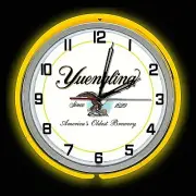 19" Yuengling Beer Sign Yellow Double Neon Clock Americas Oldest Brewery