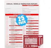 Annual Vehicle Inspection Report Form 3-Ply Carbonless and Label 2-ply, 25-PACK