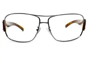 New Prada Silver Wrap Rectangular Brown Tortoise Glasses Italy SPR61G 67 13 125
