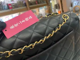 ☆最愛二手精品☆ CHANEL MAXI JUMBO COCO 33 香奈兒黑色羊皮金鍊釦式翻蓋肩背包 33cm A58601 XG6302