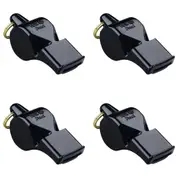 4PK Fox 40 Summit Pearl Whistle Coach Accessory w/ Breakaway Lanyard Black