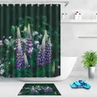 Purple Floret Waterproof Bathroom Polyester Shower Curtain Liner Water Resistant