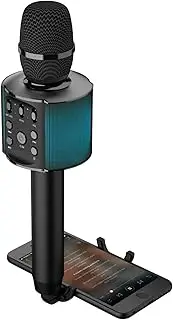Laser Karaoke Handheld Bluetooth Microphone Speaker USB, Wireless Speaker Machine for Android & iOS (Black), Portable