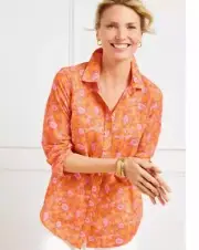Talbots NEW Plus Floral Print Climbing Jacobean Button Front Shirt Size 1X NWT