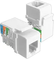 NECABLES 2Pack CAT3 Telephone Keystone Jack Phone Keystone Jack Punch Down Type 110 IDC to RJ11/RJ12 6P6C Female White