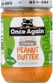 Organic Creamy Peanut Butter, 16Oz - Salt Free, Unsweetened - USDA Organic, Glut