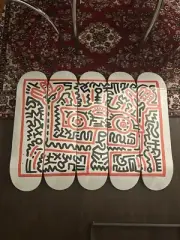 RARE Keith Haring Puzzle Untitled Racecar Skateroom Skateboard Deck FULL SET 5