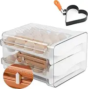 Egg Holder for Fridge,Egg Storage with Egg Ring,40 Egg Organizer for Refrigerator,Egg Container with Time Scale,Egg Dispenser For Fridge Kitchen Home