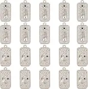 [SUNNYCLUE] 1 Box 20Pcs Rectangle Charms Silver Card Charms Metal Alloy Bling Shiny Handing Moon and Star Starry Celestial Sky Charm for Jewelry Making Charms DIY Earrings Bangle Necklace Keychain