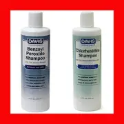 Davis Benzoyl Peroxide Medicated Shampoo 12 oz+Davis Chlorhexidine Shampoo 12 oz