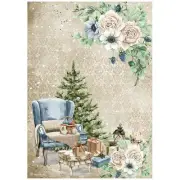6 Pack Stamperia Rice Paper Sheet A4-Chair, Cozy Winter DFSA4709